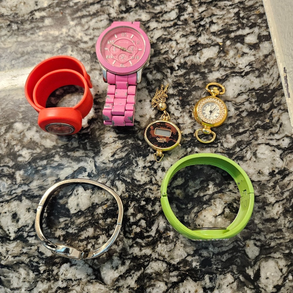 Junk Drawer Jewelry Watches 6 total As Is